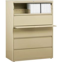 Lorell 60432 5 Drawer Metal Lateral File Cabinet, 42" x 18.6" x 67.7", Putty LLR60432