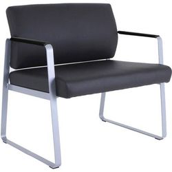 Lorell 66997 Healthcare Seating Bariatric Guest Chair, Silver Powder Coated Steel Frame, Black, Vinyl, 34.3" x 19.3" Depth x 34.3" Height, 1 Each LLR6
