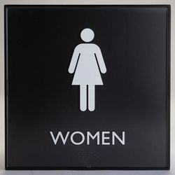 Lorell 02656 Restroom Sign, 1 Each, Women Print/Message, 8" x 8" Height, Square Shape, Easy Readability, Injection-molded, Plastic, Black