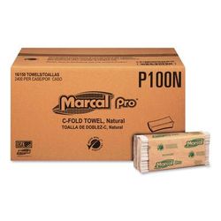 Marcal P100N Folded Paper Towels, 1-Ply, 10 1/8" x 12 7/8 ", 150/Pack, 16 Packs/CT - Case of 2400 MRCP100N