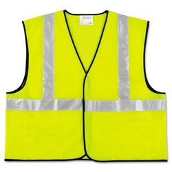 MCR Safety VCL2SLXL Class 2 Safety Vest, Fluorescent Lime w/Silver Stripe, Polyester, X-Large