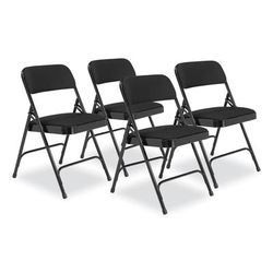 National Public Seating 2210 2200 Series Fabric Dual-Hinge Folding Chair, Supports 500 lb, Midnight Black Seat/Back, Black Base,4/CT - Case of 4 NPS22