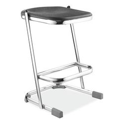 National Public Seating 6624 6600 Series Elephant Z-Stool, Backless, Supports Up to 500lb, 24" Seat Height, Black Seat, Chrome Frame NPS6624