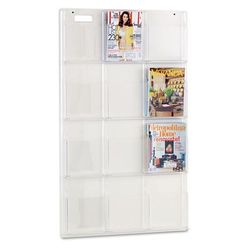 Safco 5602CL Reveal Clear Literature Displays, 12 Compartments, 30w x 2d x 49h, Clear SAF5602CL