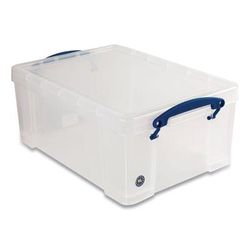 Really Useful Box® 9CPK4CB Snap-Lid Storage Bin, 2.37 gal, 10.25" x 14.5" x 6.25", Clear/Blue, 4/Pack RUA9CPK4CB