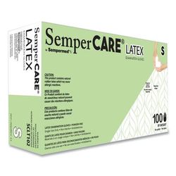 SemperCare® SCLT102 Latex Examination Gloves, Cream, Small, 100/Box, 10 Boxes/Carton - Case of 1000 SEZSCLT102