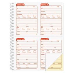 TOPS 4100 Service Call Book, Two-Part Carbonless, 4 x 5.5, 4/Page, 200 Forms