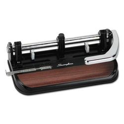 Swingline 74400 40-Sheet Heavy-Duty Lever Action 2-to-7-Hole Punch, 11/32" Hole, Black/Woodgrain SWI74400