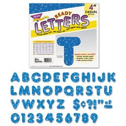 Trend Enterprises T1617 Ready Letters Sparkles Letter Set, Blue Sparkle, 4"h, 71/Set TEIT1617
