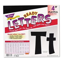 Trend Enterprises T79741 Ready Letters Playful Combo Set, Black, 4"h, 216/Set - 1 Set TEPT79741