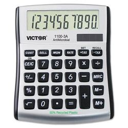 Victor 1100-3A Antimicrobial Compact Desktop Calculator, 10-Digit LCD VCT1100-3A