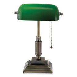 Victory Light 9VS688029AB LED Bankers Lamp with Green Shade, Candlestick Neck, 14.75" High, Antique Bronze VLU9VS688029AB