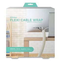 UT Wire® UTWFCW12WH Flexi Cable Wrap, 0.5" to 1" x 12 ft, White RBOUTWFCW12WH