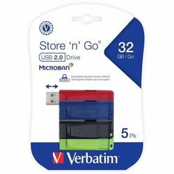 Verbatim 70897 32GB Store 'n' Go USB Flash Drive - 5pk - Assorted - 32 GB - USB - Assorted - Lifetime Warranty - 5 Pack - Pack of 5 VER70897