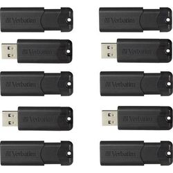 Verbatim 70902 PinStripe 32GB USB 3.0 Flash Drive - 32 GB - USB 3.0 - Black - Pack of 10 VER70902