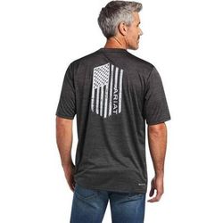Ariat Men's Charger Vertical Flag Short-Sleeve Casual Shirt - Charcoal M
