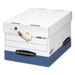 Bankers Box PRESTO Ergonomic Design Storage Boxes, Letter/Legal Files, 12.88" x 16.5" x 10.38", White/Blue, 12/Carton (FEL0063601)