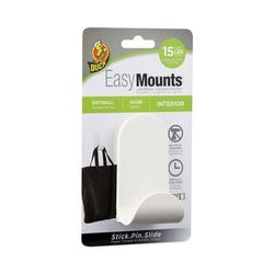 Duck(R) EasyMounts Interior Drywall J Hook - 15 lb (6.80 kg) Capacity - 3.5", for Indoor, Sports Equipment - White - 1 / Each (DUC287391)
