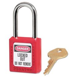 Master Lock Zenex Thermoplastic Safety Lockout Padlock, 410, 1-1/2 W x 1-3/4 H Body, 1-1/2 in H Shackle, KD, Red (470-410RED)