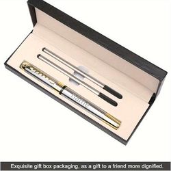 TEMU 1pc Metal Neutral Pen +2pcs Refill + Gift Box, Personalized High-end Gifts For Men. Festive Gift,ballpoint Pen Full Pen Rod Luxury, 0.5 Black Filled