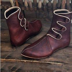 Vintage Medievale Rinascimento Scarpe Stivali jazz piatti Scarpe da Ballo Pirata Elfico Tiro con l'arco Costume Per uomo Per donna Unisex Celtico Costumi da pirata Fantasia Halloween Carnevale