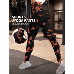 New Tie Dyed Fragmented Flower Yoga Pants Sweat-absorbing High Waist Tight Fit Lifting Hip Fitness Pants Running Sports Pants