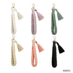 Phone Lanyard Hand Woven Cotton Wrist Strap Keychain For Bohemian Countryside Retro Ethnic Style Key