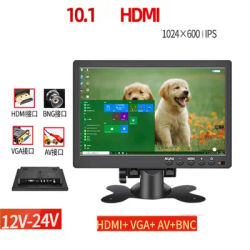 10.1 - Inch HD Car Monitor with 1024×600 IPS Screen - Crystal - Clear Display, Multiple Interfaces (HDMI, VGA, AV, BNC, SUB)