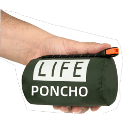 LIFE poncho Emergency Survival Rain Poncho Thermal Survival Space Blanket Raincoat Heat Reflective Waterproof for Camping Hiking