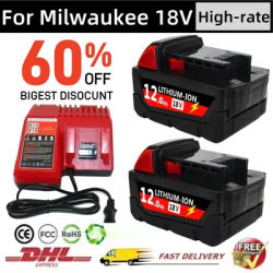 6000mAH/12000mAH For Milwaukee M18 18V Replacement For Milwaukee M18B5 XC Li-ion battery 48-11-1815 2604-20 48-11-1850 charger