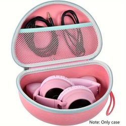 TEMU Stylish Pink Headphone Case For Riwbox , Jack Ct-7s & More - Eva Material With Accessory Mesh Pocket - Perfect Gift For Music Lovers