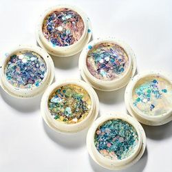 TEMU 6 Boxes Holographic Chunky Glitter Sequins, Iridescent Glitter Flakes,laser Shiny Nail Charms Nail Art Decorations Manicure Diy For Women Girls(6pcs/set)