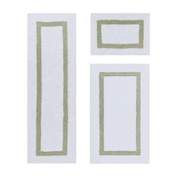 Hotel Collection 100% Cotton 3 Piece (17" X 24" | 24" X 40" | 20" X 60") Bath Rug Set by Brylane Home in White Sage