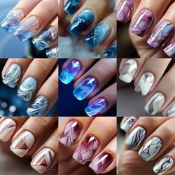 TEMU 216pcs Press-on Nail Set, Color Medium Length, With & Gradient Patterns, Reusable Fake Nails