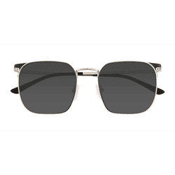 Male s square Shiny Silver Black Metal Prescription sunglasses - Eyebuydirect s Grey