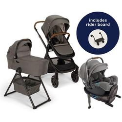 Nuna DEMI Next Stroller with Rider Board + DEMI Next Bassinet with Stand + PIPA RX Travel System Bun