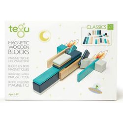 Tegu 24 Piece Magnetic Wooden Block Set - Blues