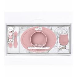 EZPZ Infant Bundle - First Foods Set + Oral Development Tools - Blush