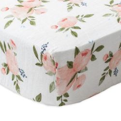 Little Unicorn Cotton Muslin Fitted Crib Sheet - Watercolor Roses