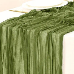 Chemin de Table en tissu de gaze rouge vert, style Boho, chemin de Table rustique transparent, ceintures de chaise pour mariage, réception nuptiale, noël