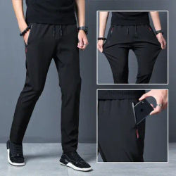 Men's Casual Pants Straight Slim Fit Elastic Waist Jogger Korean Classic Blue Black Gray Male Brand Trousers Plus Size 4XL 5XL