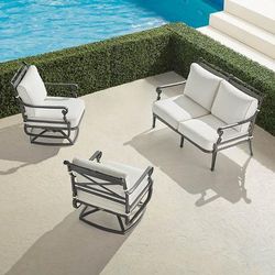 Carlisle 3-pc. Loveseat Swivel Set In Slate Aluminum - Quick Dry, Peacock - Frontgate