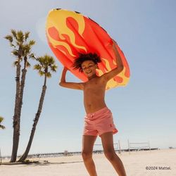 FUNBOY X Hot Wheels Checkered Flame Reversible Surfboard Pool Float