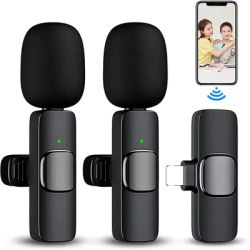 Two Wireless Lavalier Microphones Audio Video Recording Mini Microphone for iPhone Android for vlog YouTube Shooting Microphone