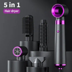 Multi functional hair dryer 5-in-1 hot air comb straight hair comb negative ion hair care curling iron hair dryer styling
