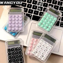 8 Digits Display Silence Widescreen Mini Calculator Students Portable Transparent Electronic