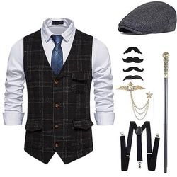 Anni Ruggenti Anni 1920 Retrò Vintage Abiti Gilet Set di accessori Gentiluomo Costume Per uomo Halloween Carnevale Capodanno Festa / Sera Mascherata Vigilia di Capodanno Adulti Cravatta Gilet Altri