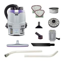 ProTeam GoFit 3 Cordless 4Ah 3 qt. Commercial Backpack Vacuum 107775 with Xover Multi-Surface Two-Piece Wand Tool Kit 107098
