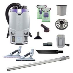 ProTeam GoFit 6 Cordless 4Ah 6 qt. Commercial Backpack Vacuum 107784 with ProBlade Hard Surface & Carpet Floor Tool Kit 107532