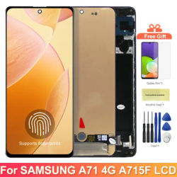 6.7" AMOLED A71 Screen Assembly for Samsung Galaxy A71 A715 A715F A715FD LCD Display Digital Touch Screen with Frame Replacement
